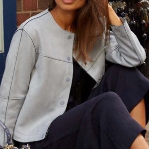 Zara Light Blue Suede Button Up Jacket